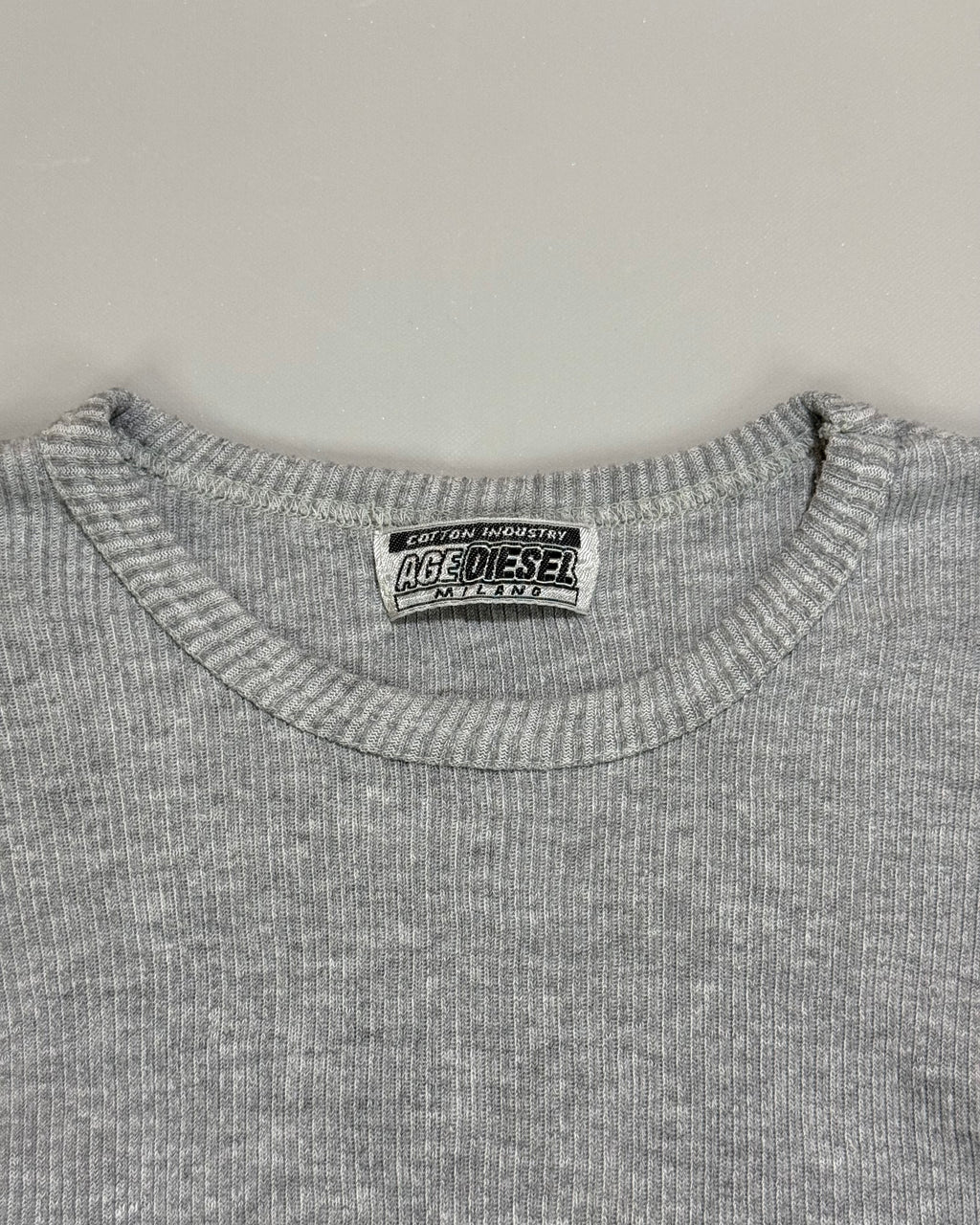 Diesel Fitted Grey Long-Sleeve Jersey Top Size XS