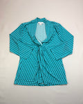 Liz Claiborne Turquoise Blouse with Geometric Pattern Size M
