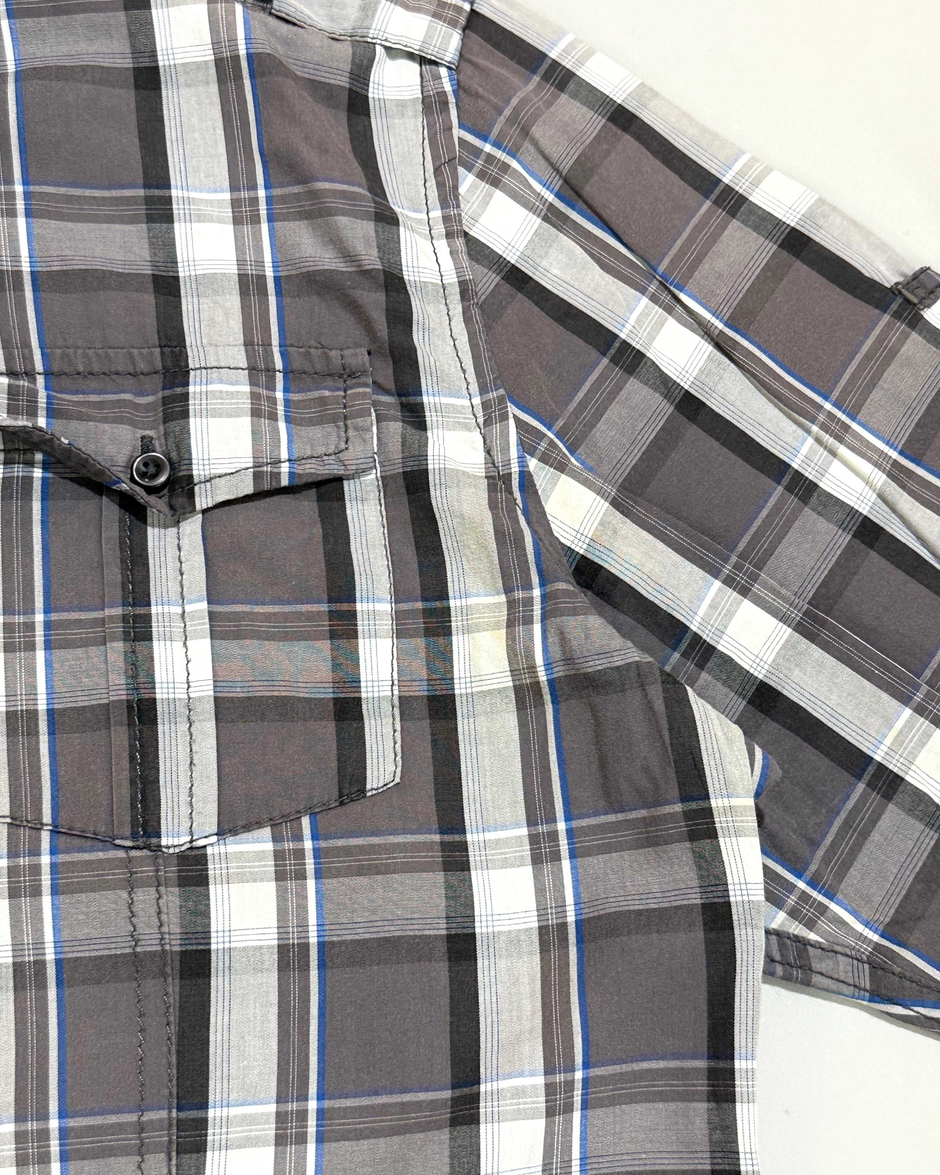 Springfield Gray and White Plaid Shirt L