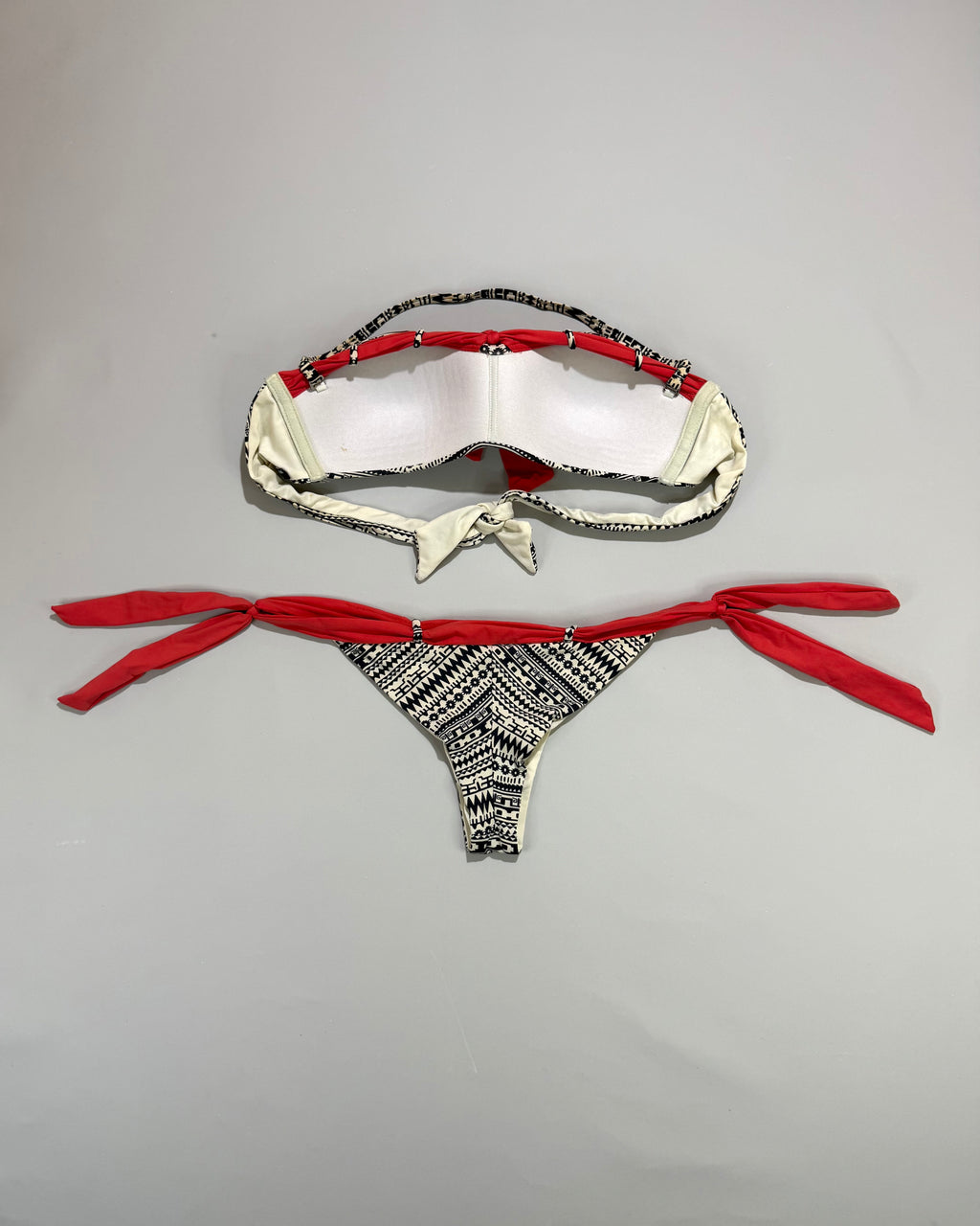 Calzedonia Geometric Pattern & Red Bikini Set Size S