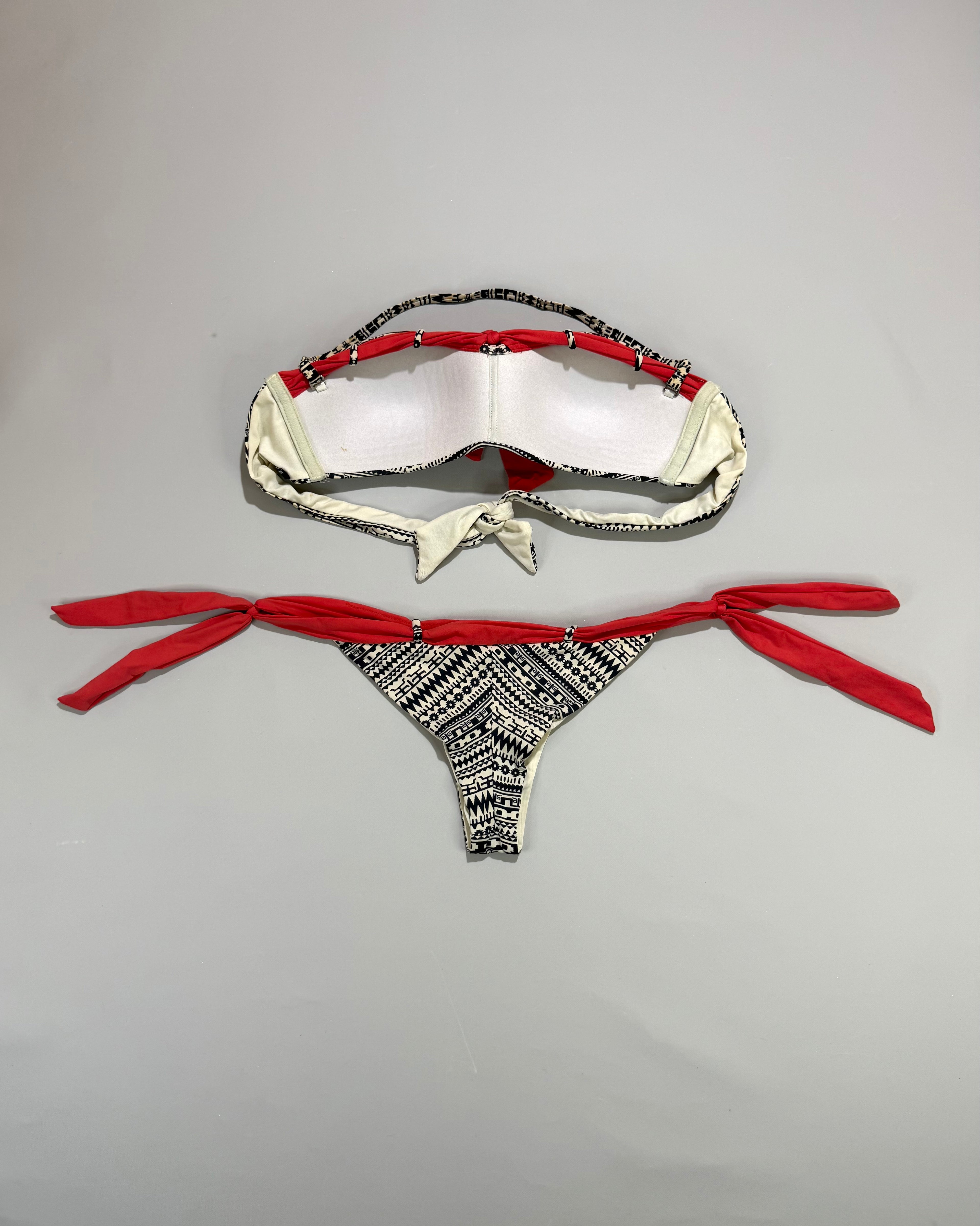 Calzedonia Geometric Pattern & Red Bikini Set Size S