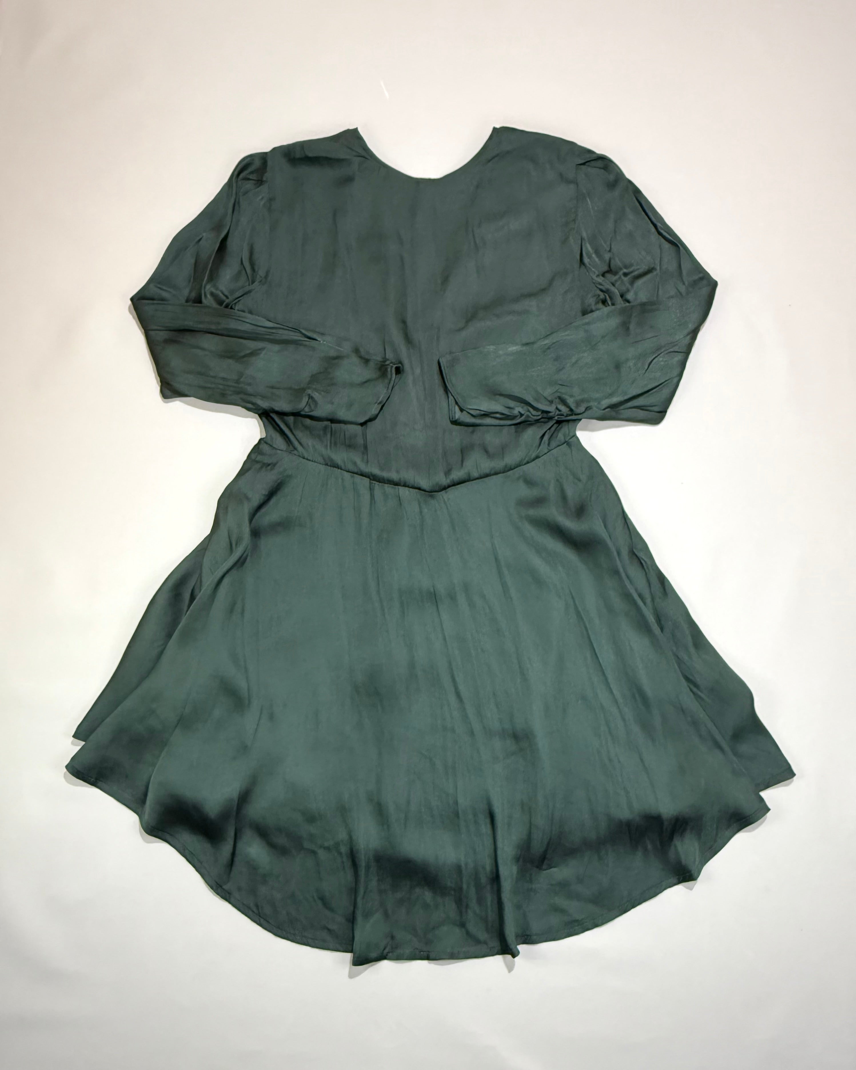 Mango Dark Green Satin Mini Dress Size XS
