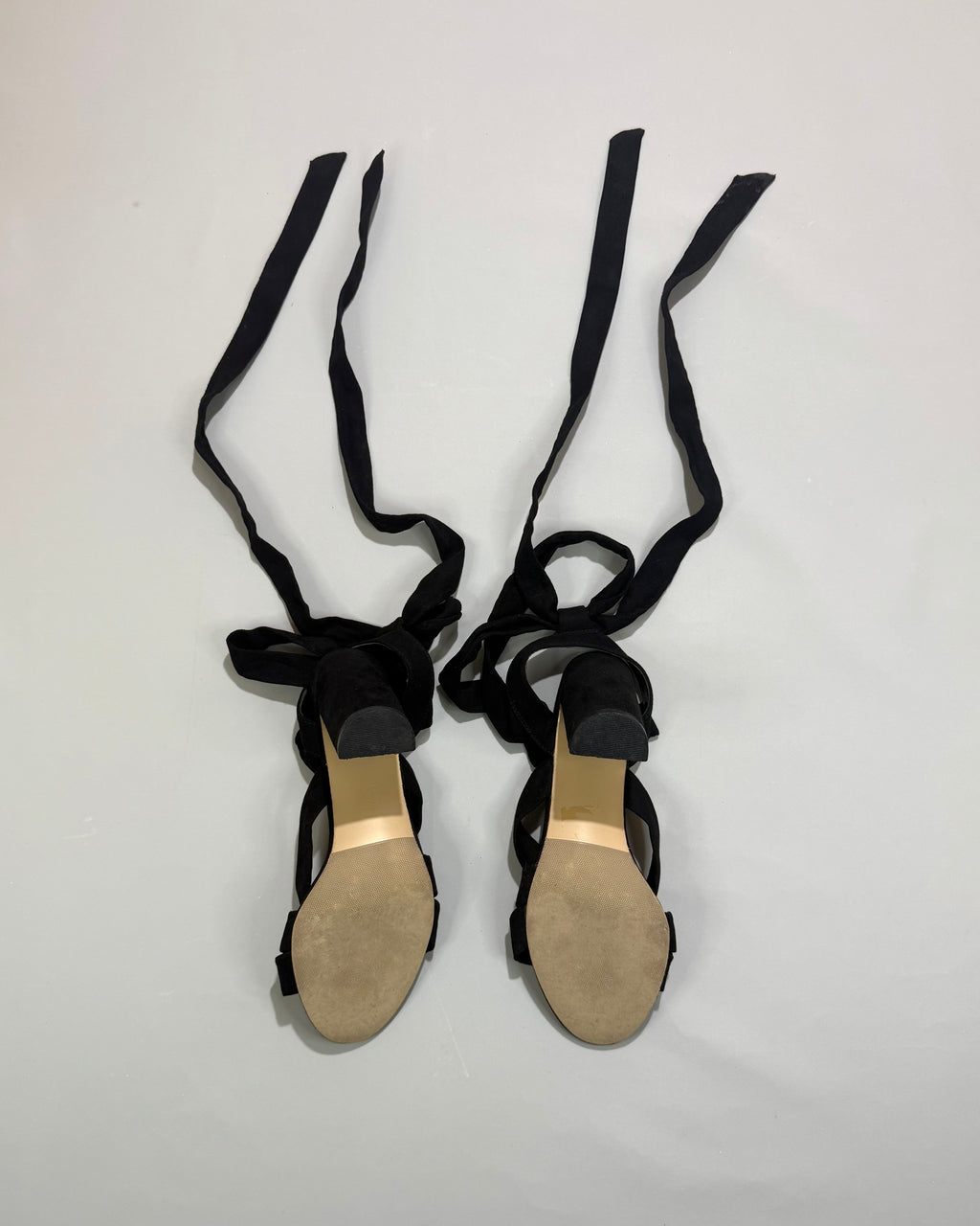 Seaside Black Lace-Up Heels Size 37