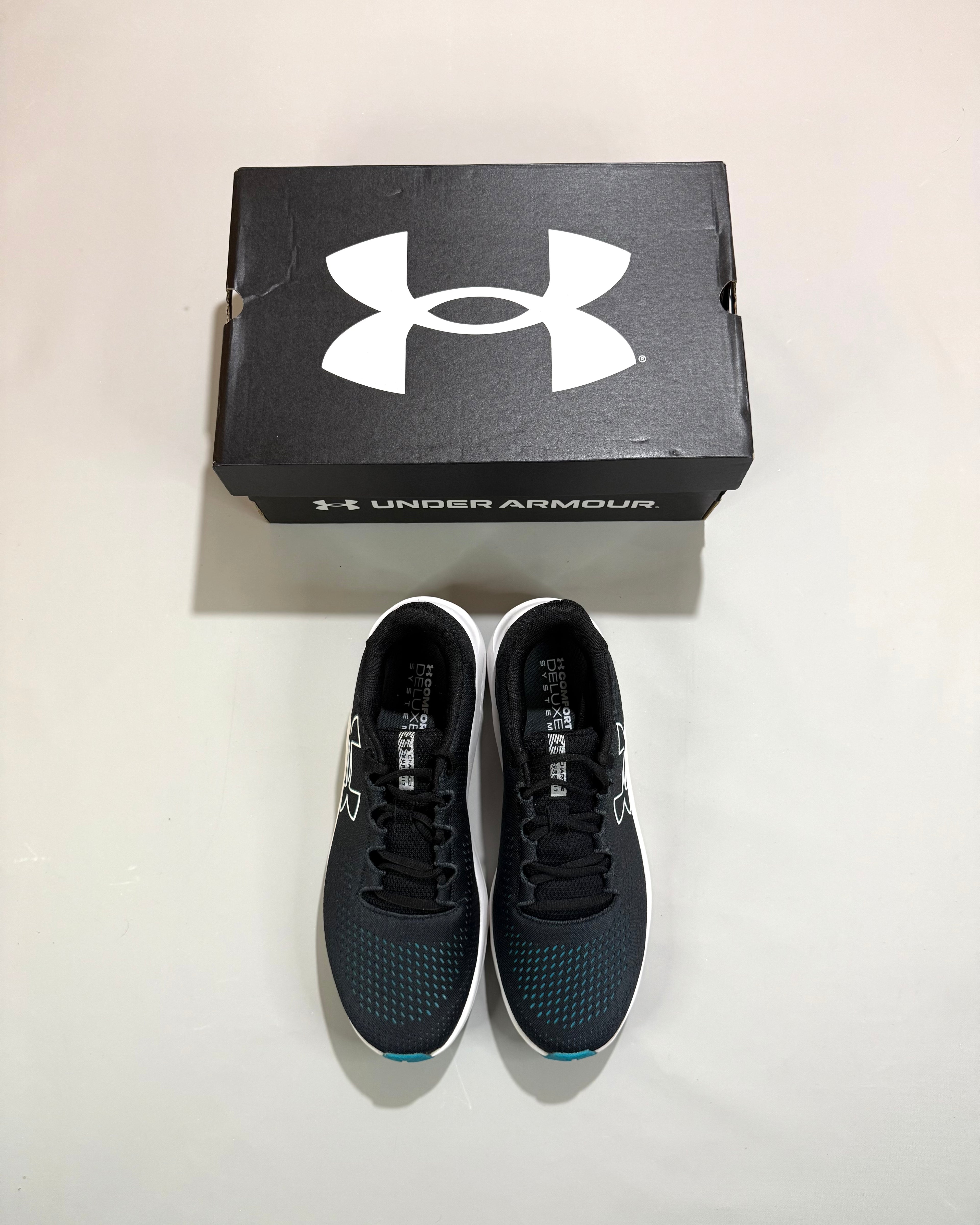 Under Armour Charged Pursuit 3 Black/Blue Running Shoes Size 43