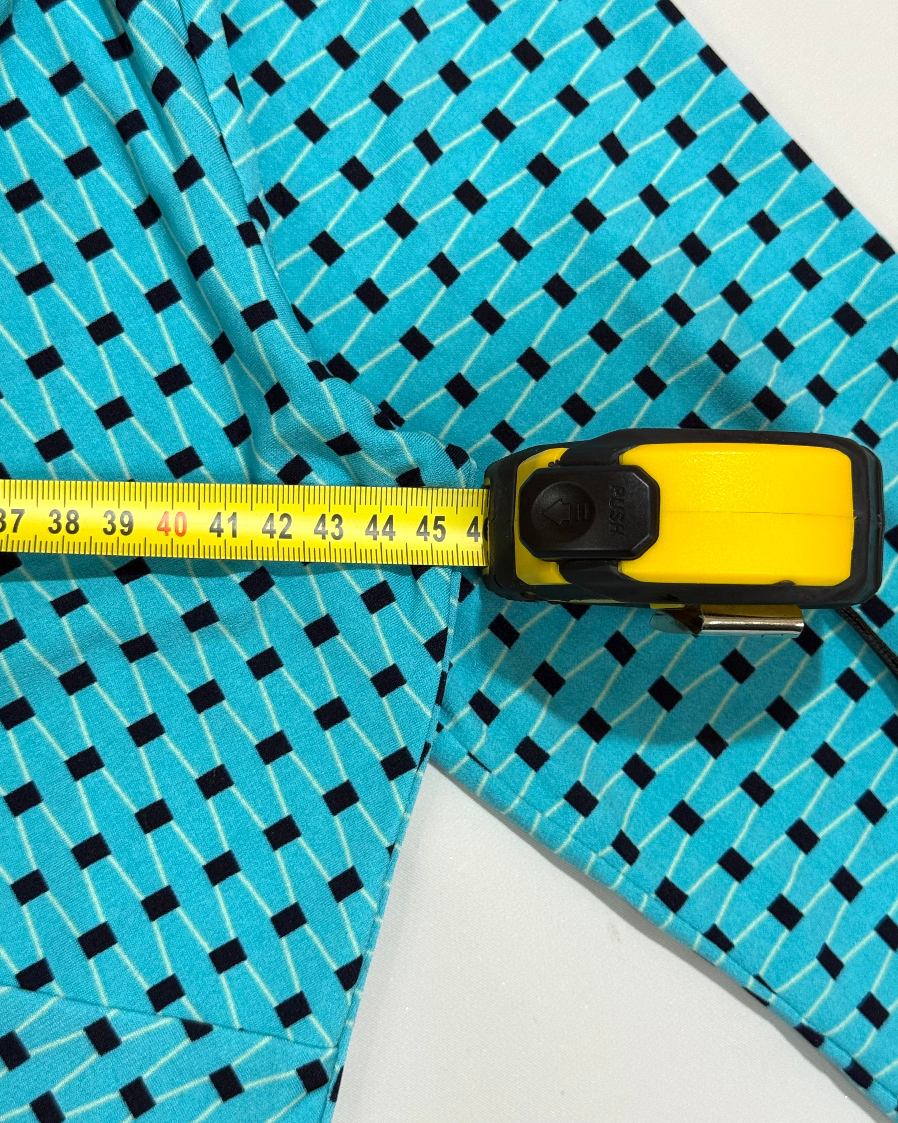 Liz Claiborne Turquoise Blouse with Geometric Pattern Size M