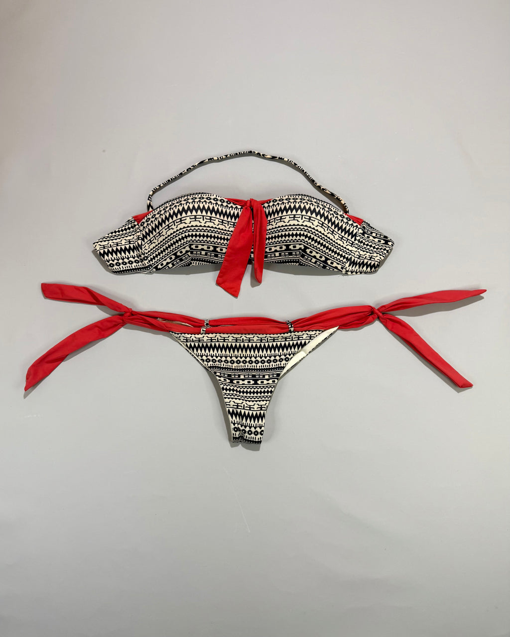Calzedonia Geometric Pattern & Red Bikini Set Size S