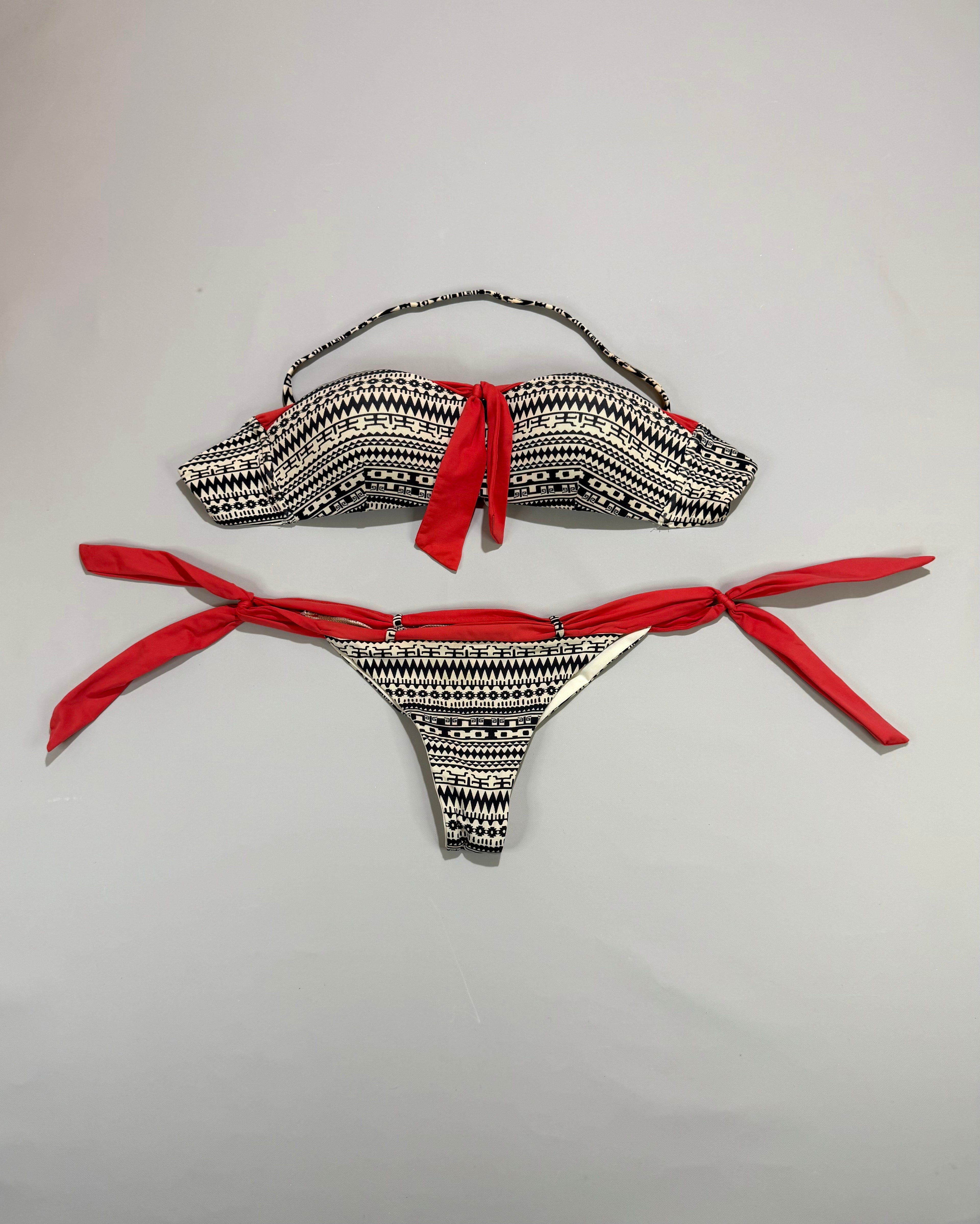 Calzedonia Geometric Pattern & Red Bikini Set Size S