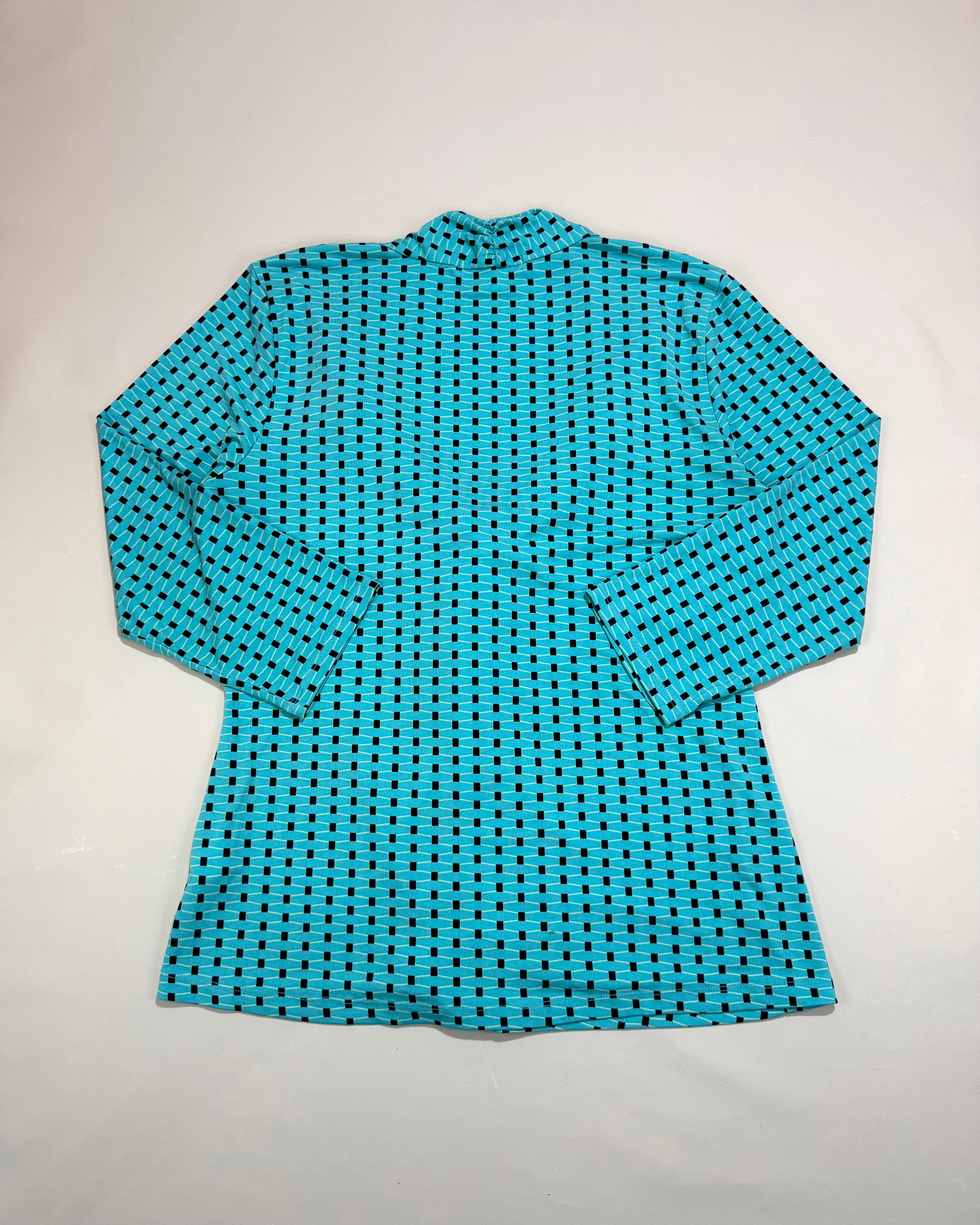 Liz Claiborne Turquoise Blouse with Geometric Pattern Size M