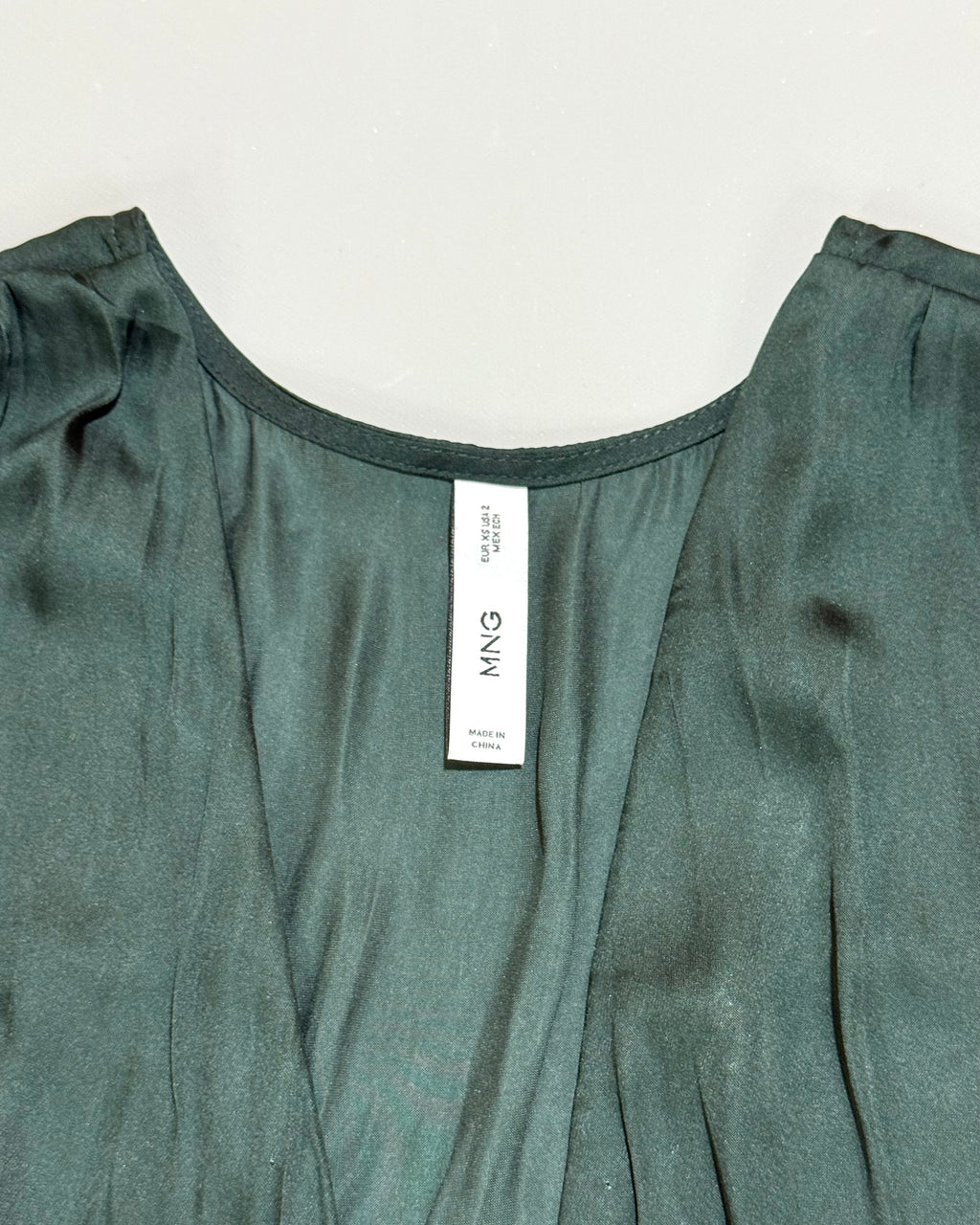 Mango Dark Green Satin Mini Dress Size XS