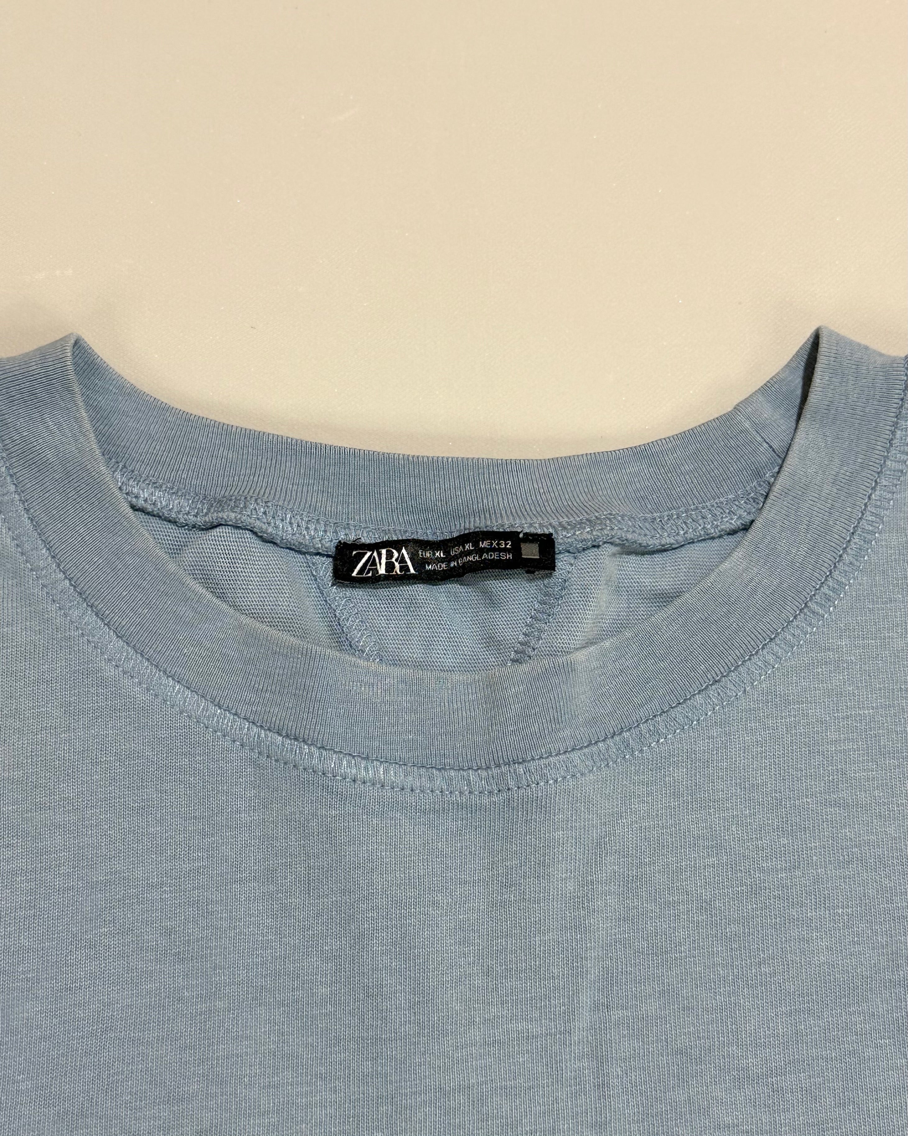 Zara Light Blue Oversized Cotton T-Shirt Size XL