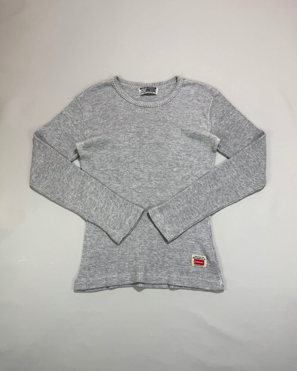 Diesel Fitted Grey Long-Sleeve Jersey Top Size XS