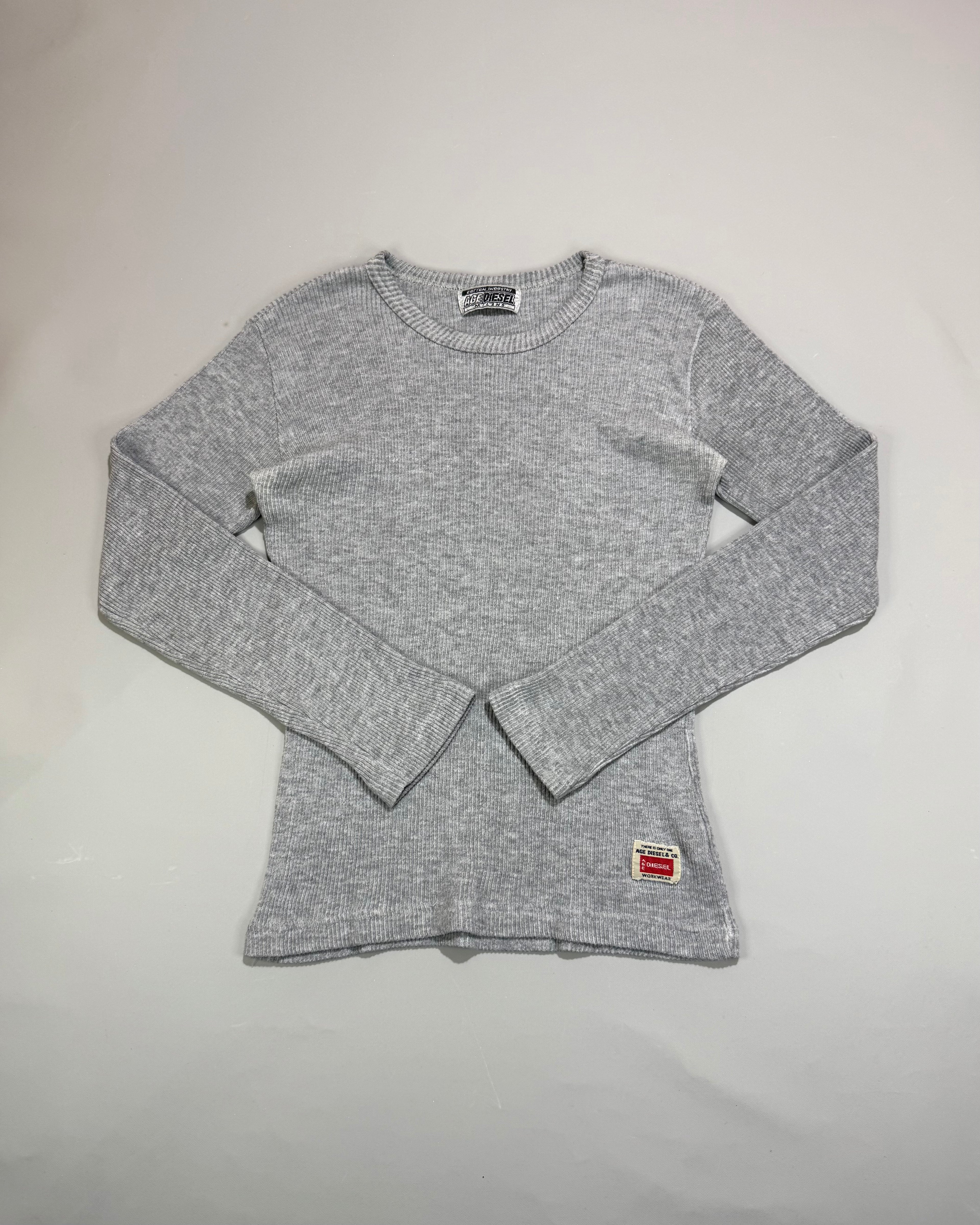 Diesel Fitted Grey Long-Sleeve Jersey Top Size XS