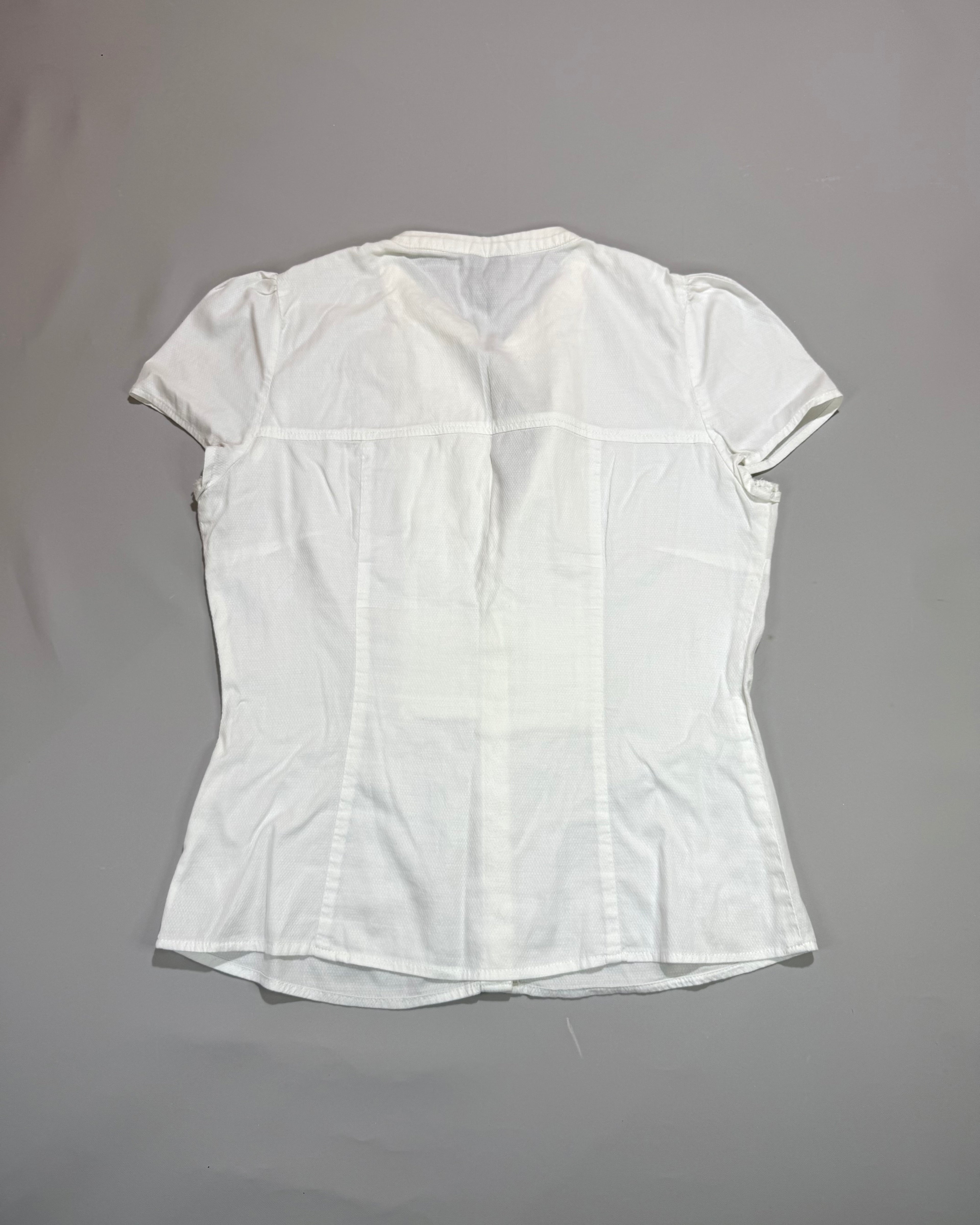 Mango White Short Sleeve Shirt Size M