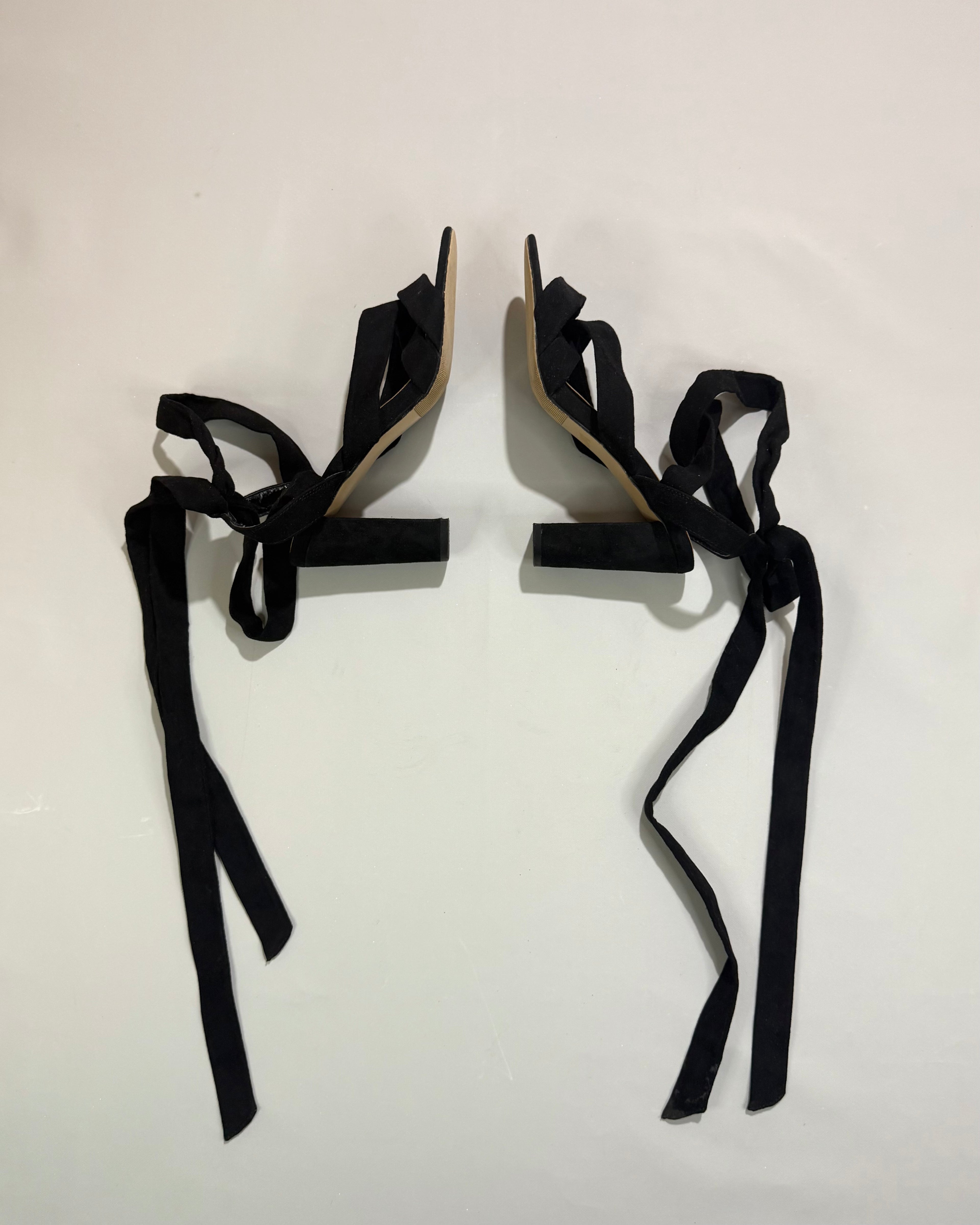Seaside Black Lace-Up Heels Size 37