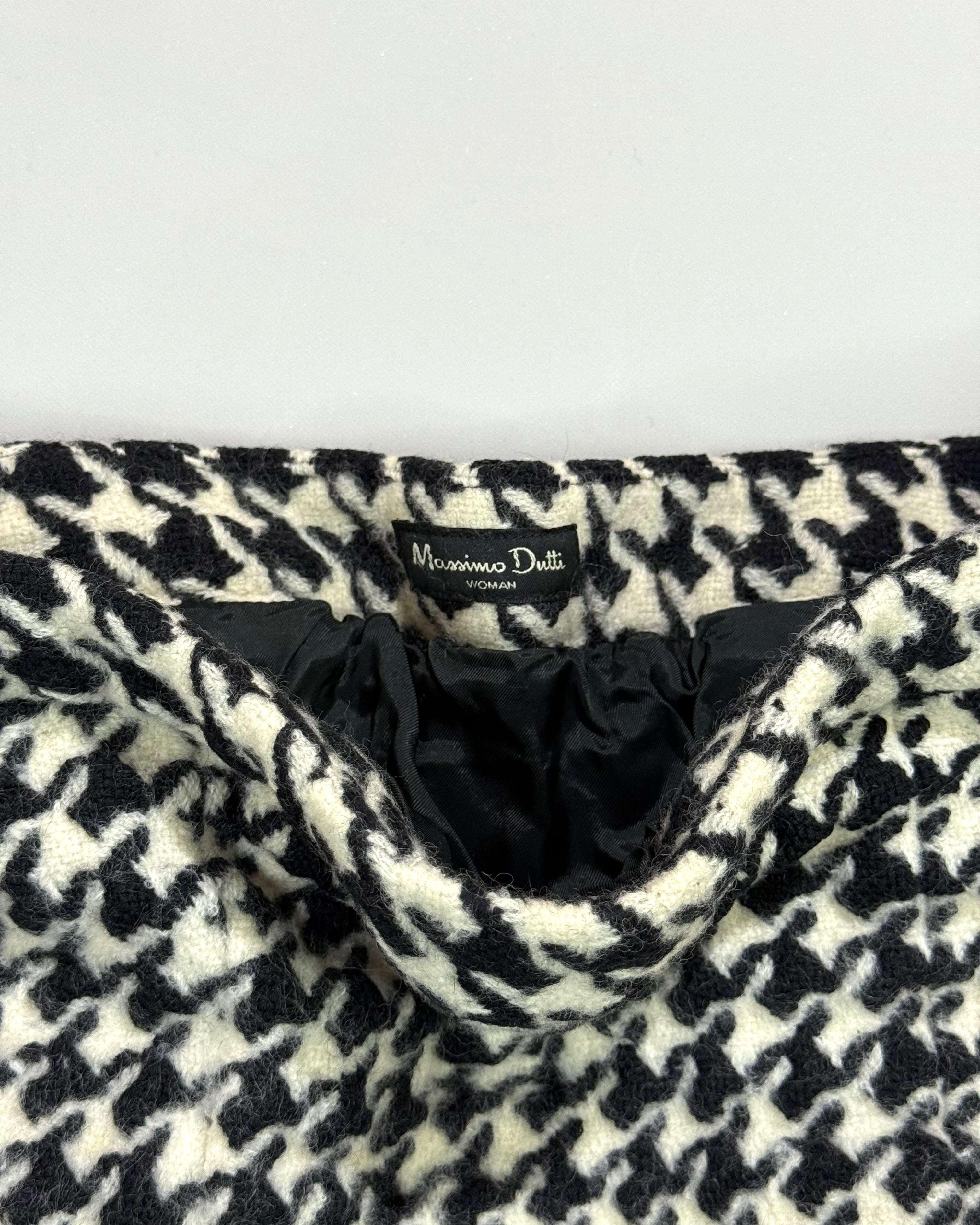 Massimo Dutti Balloon Mini Skirt in Houndstooth Pattern Size S