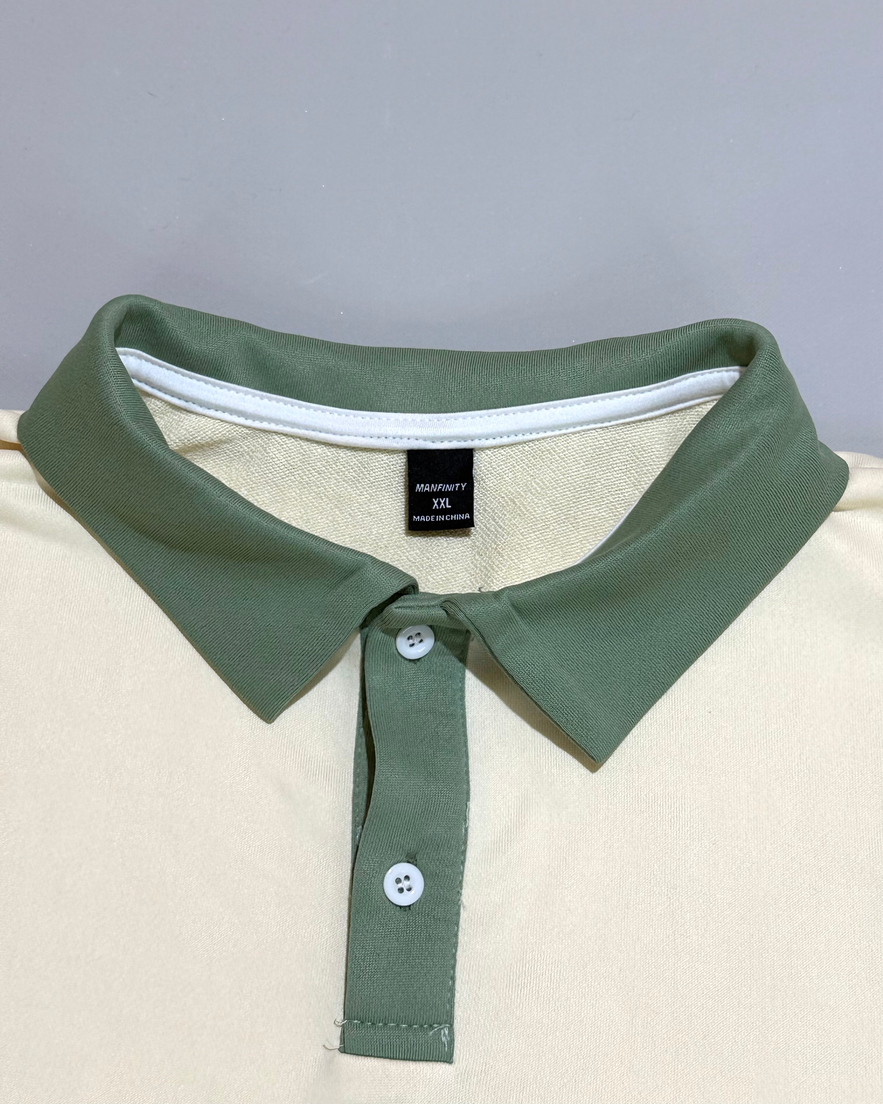 Manfinity Cream and Green Sweater XL