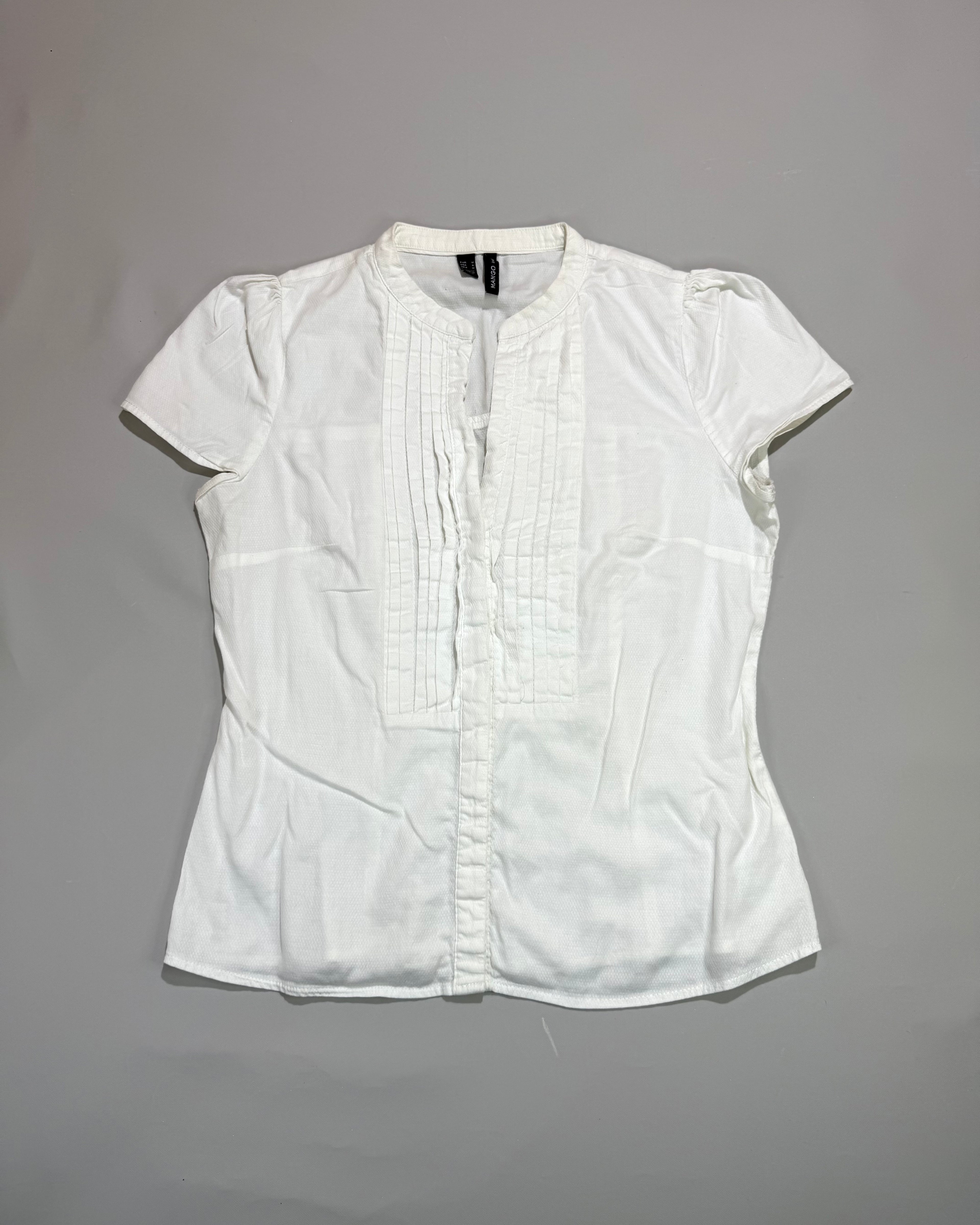Mango White Short Sleeve Shirt Size M