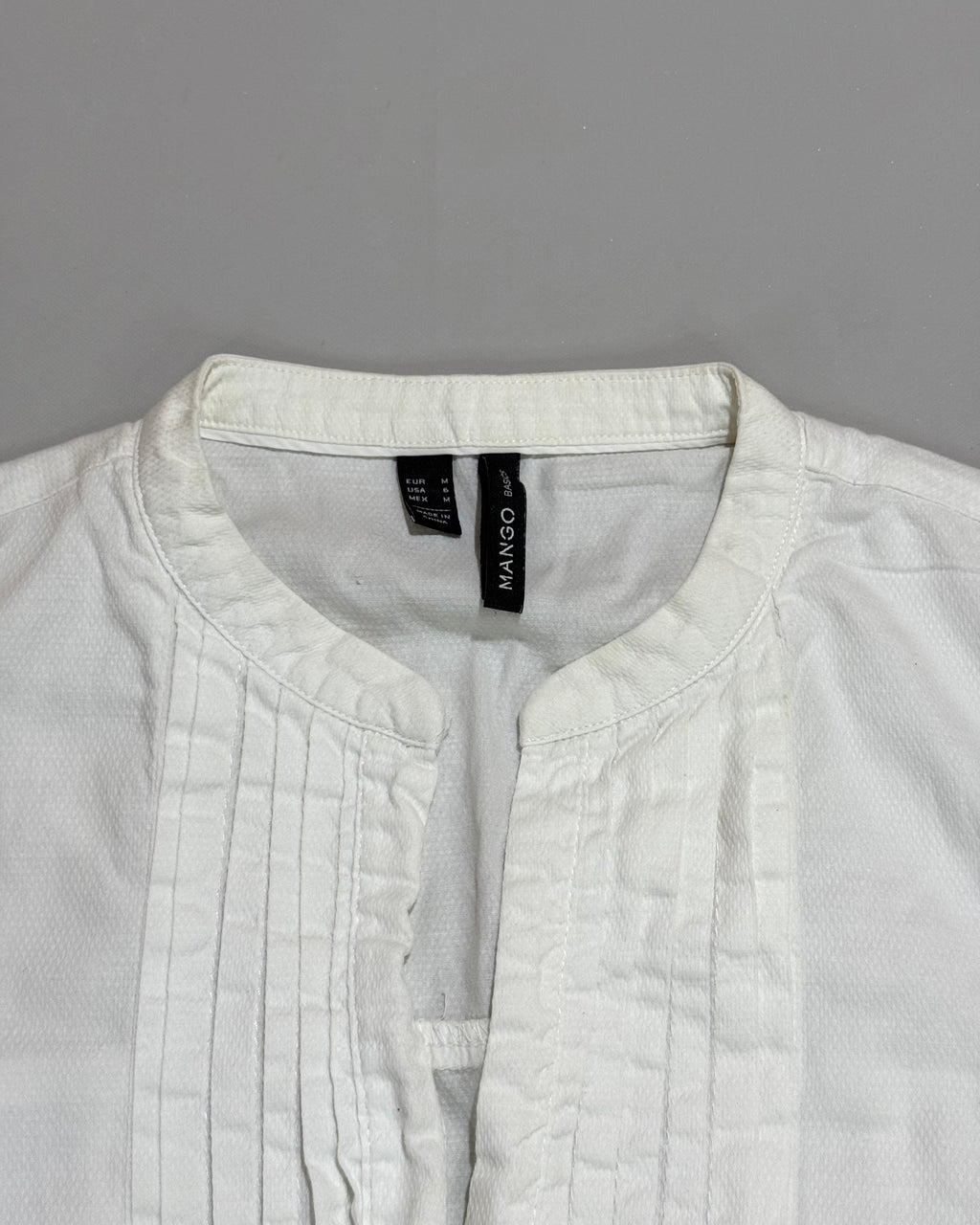 Mango White Short Sleeve Shirt Size M