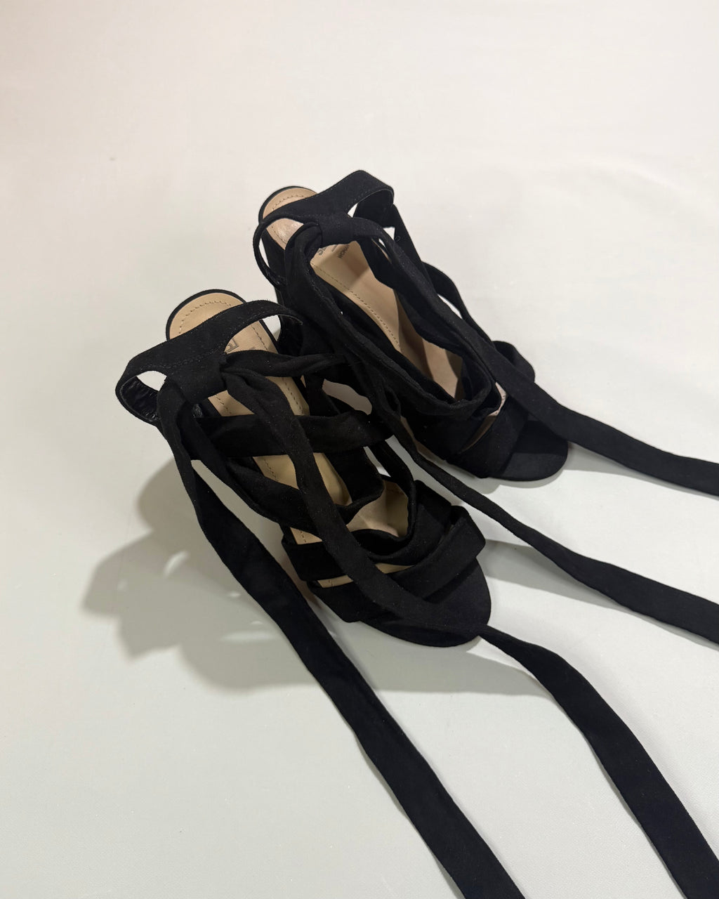 Seaside Black Lace-Up Heels Size 37