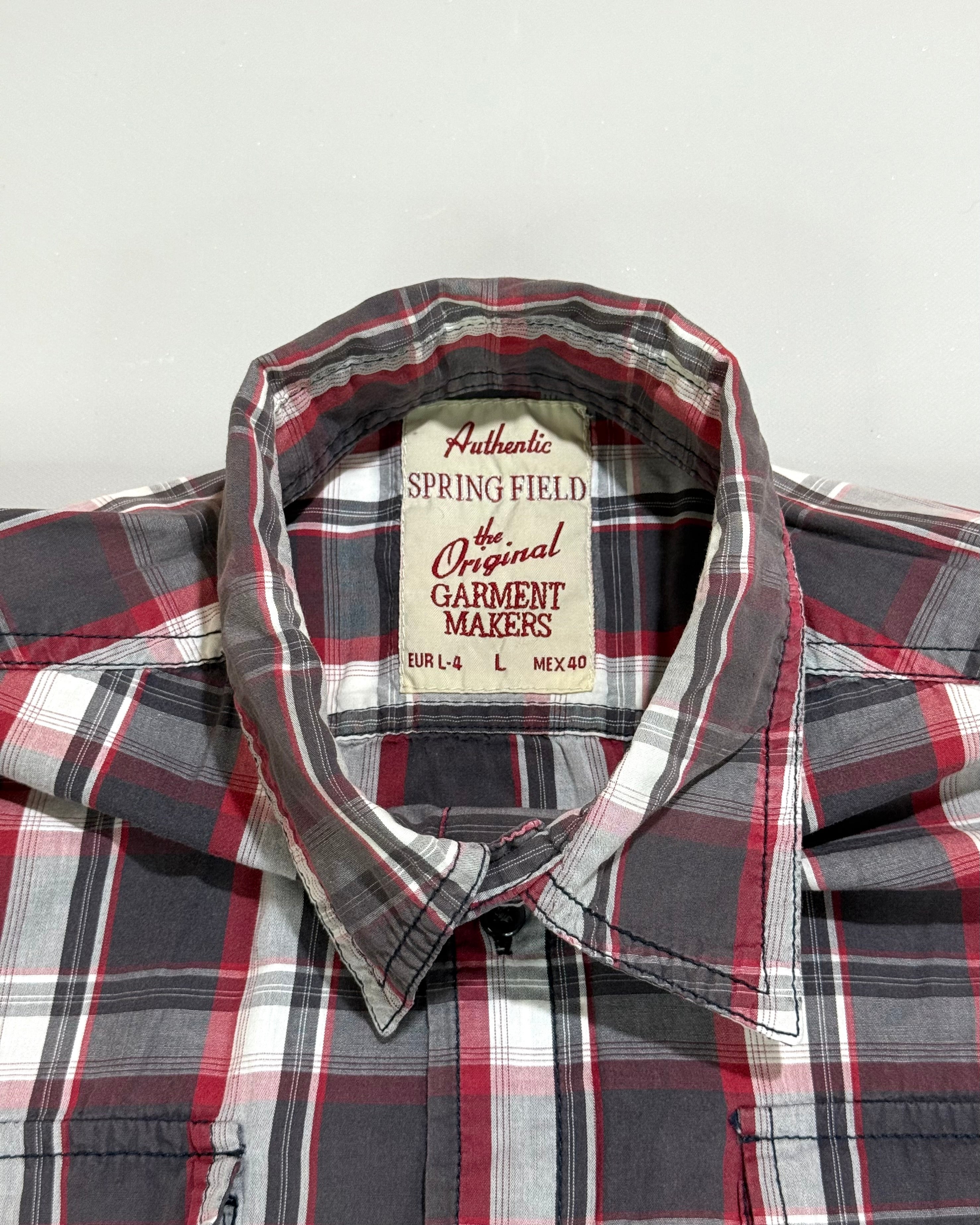 Springfield Gray Red Checkered Shirt Size L