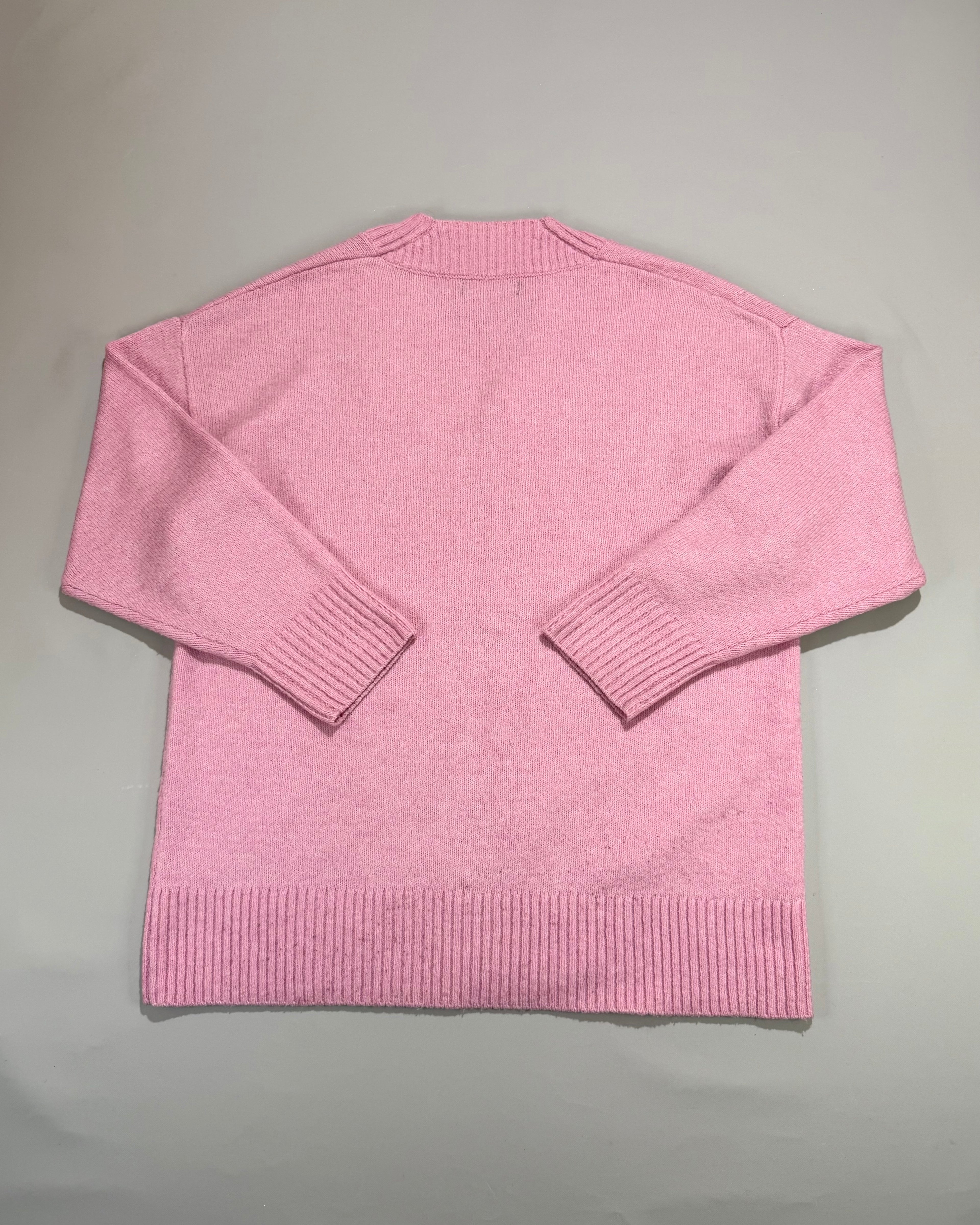 Mango Pink V-Neck Knit Shirt Size XS