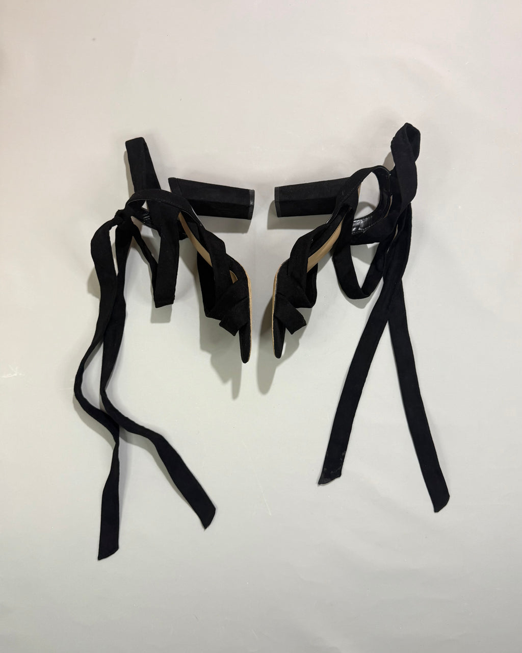 Seaside Black Lace-Up Heels Size 37