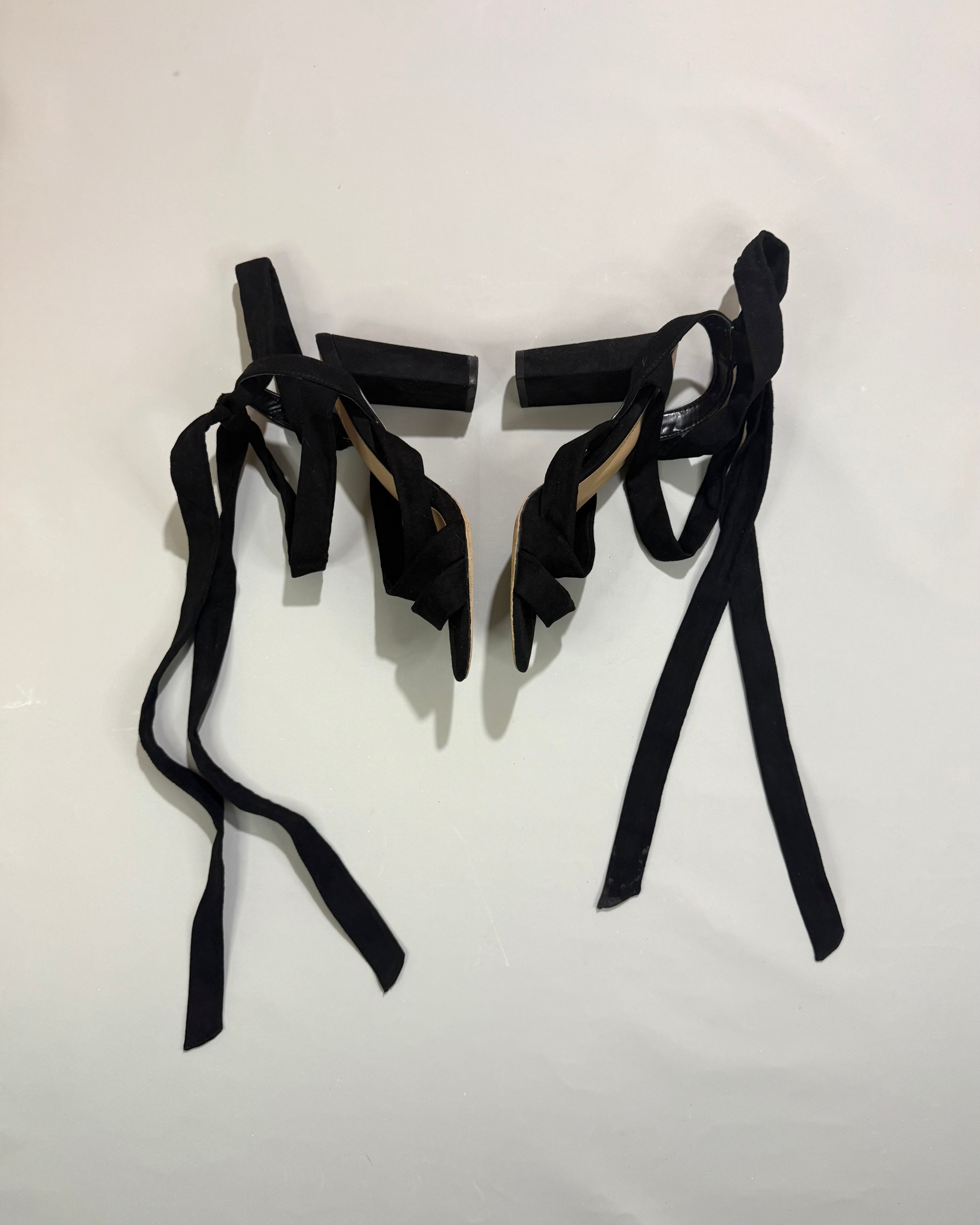 Seaside Black Lace-Up Heels Size 37