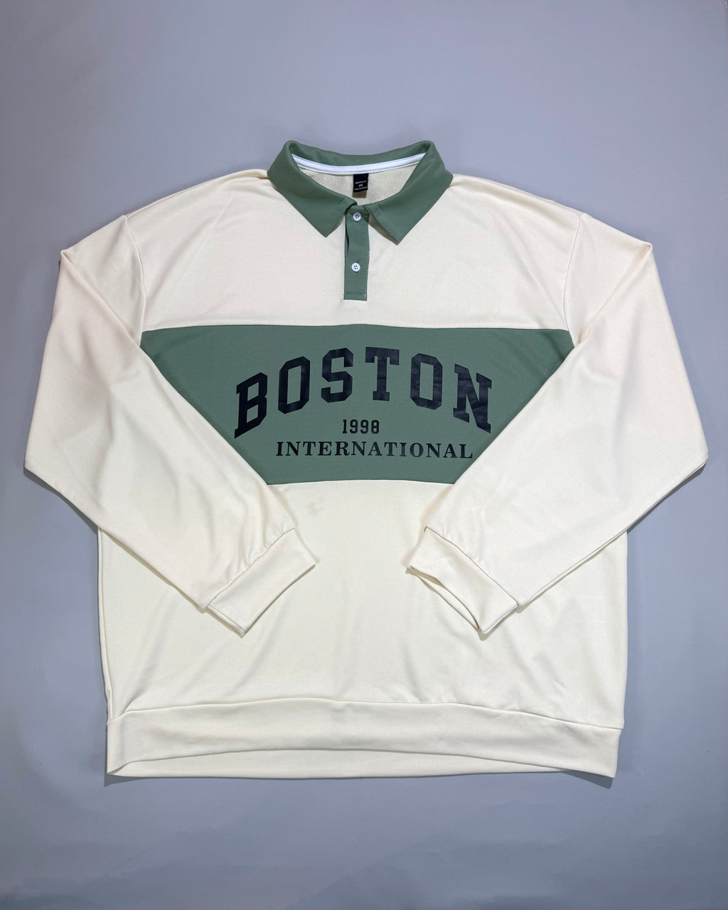 Manfinity Cream and Green Sweater XL