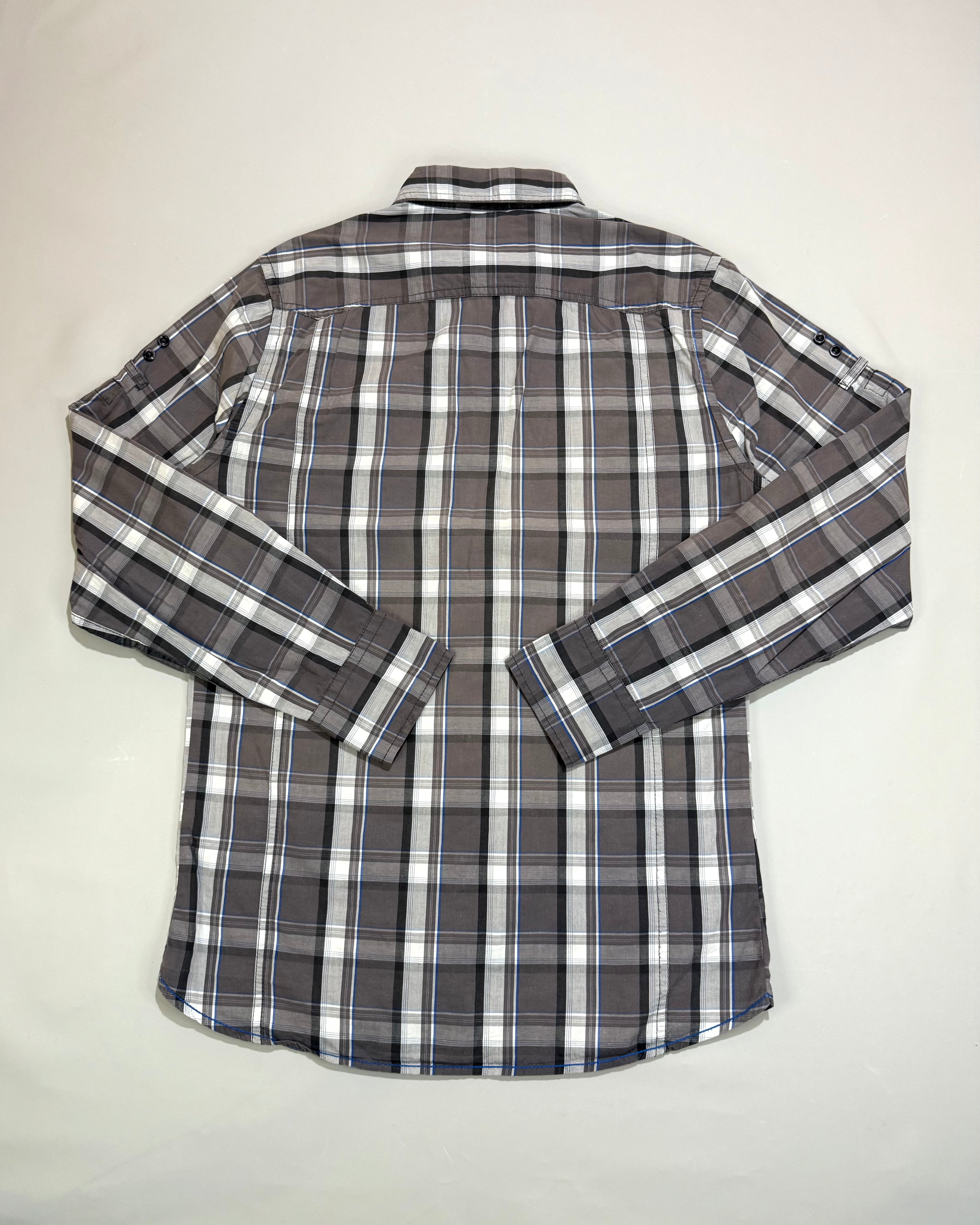 Springfield Gray and White Plaid Shirt L